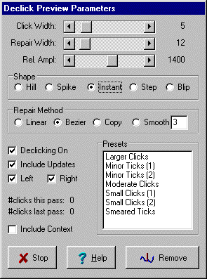 Declick Preview Options